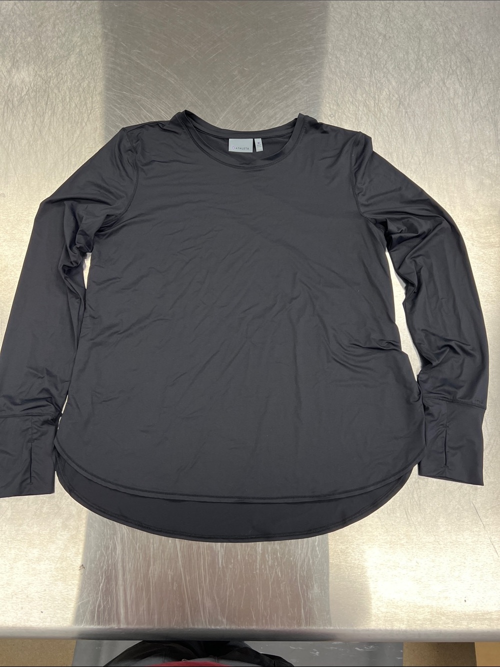Athleta Black Long Sleeve Side Slit Crew Tee Women’s M